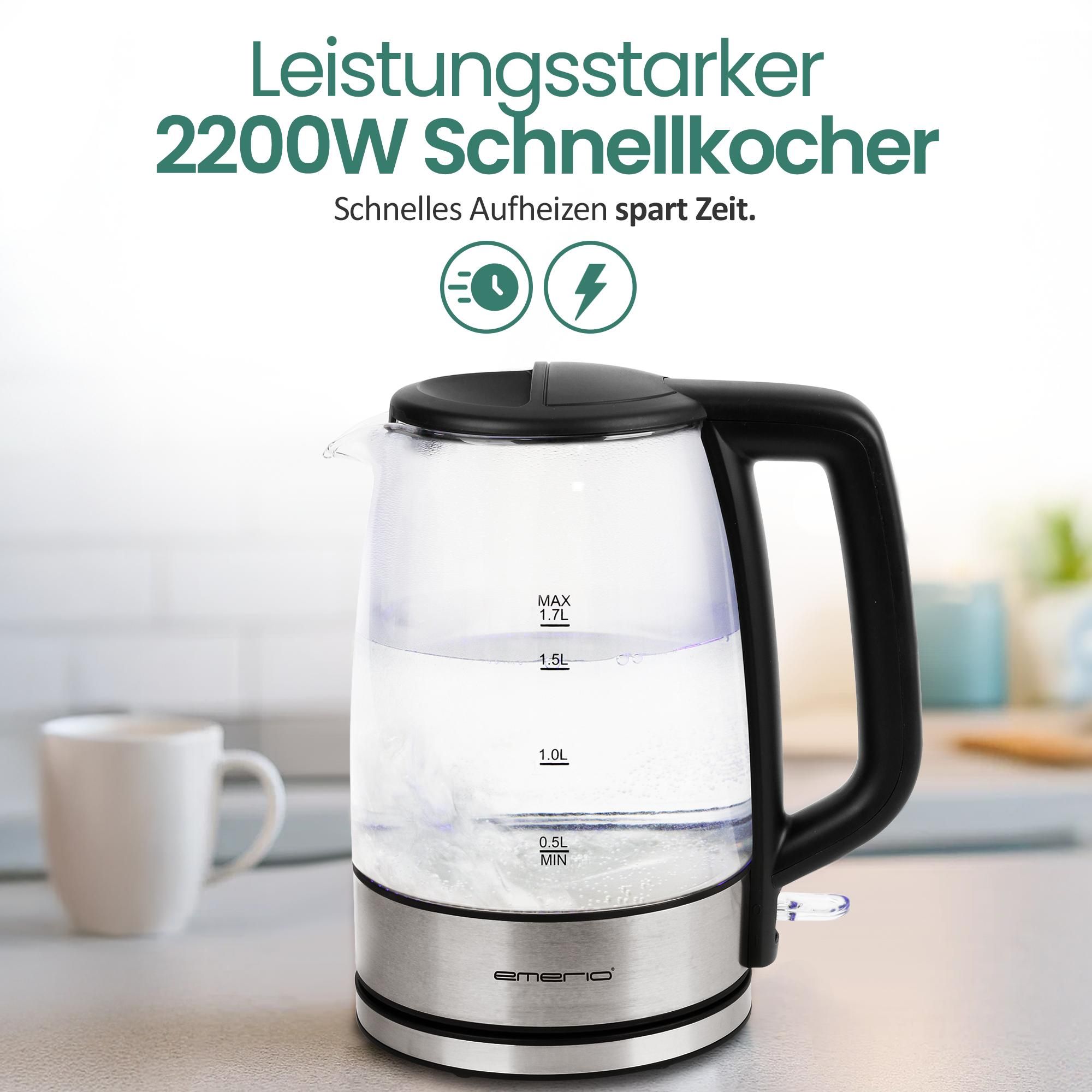 Emerio Wasserkocher 1,7 L – LED-Beleuchtung –