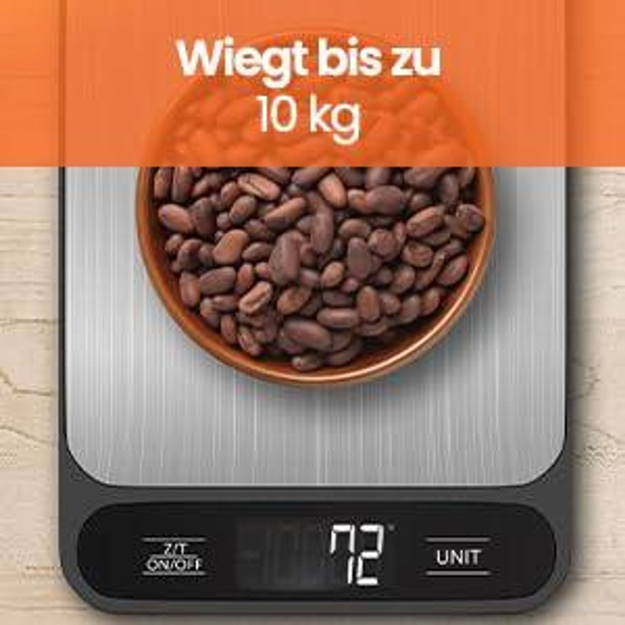 Strex Küchenwaage Digital - Küchenwaage - 1g bis 10kg - Tara-Funktion - Inklusive Batterien - Edelstahl/Schwarz