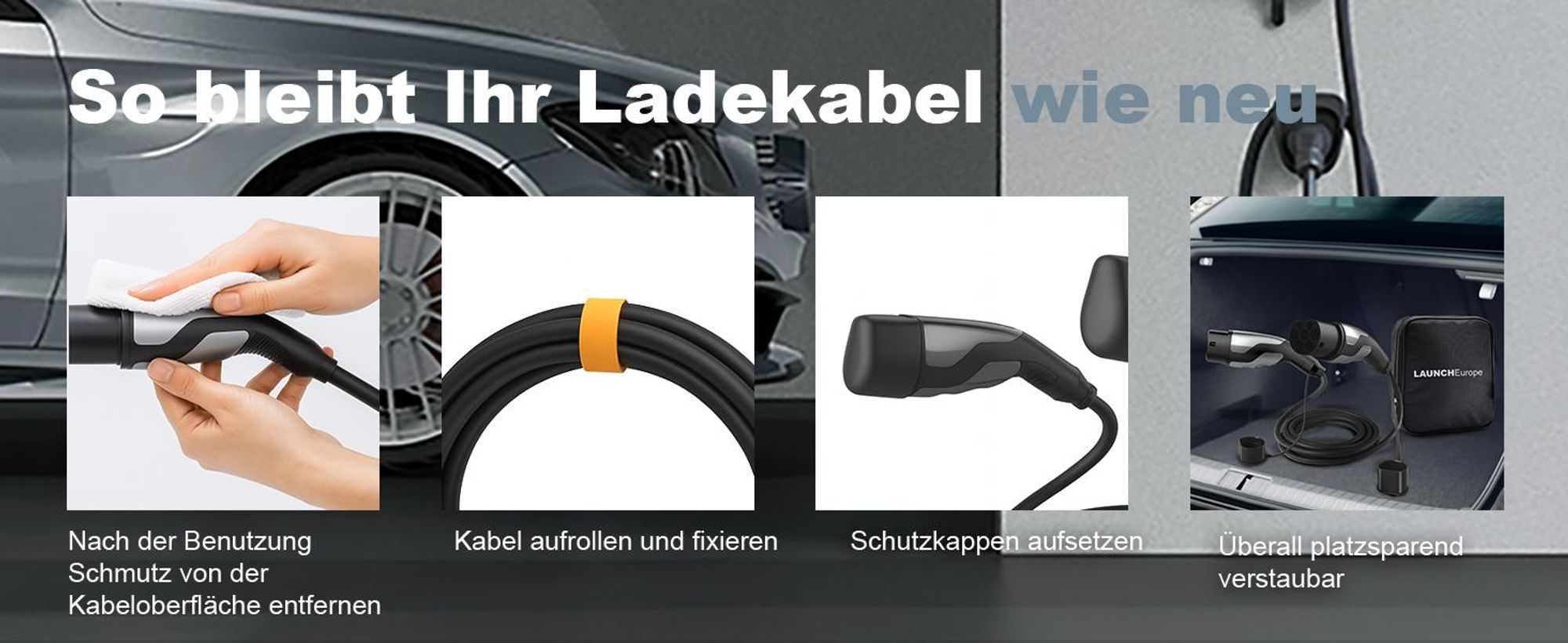 LAUNCH Typ 2 Ladekabel 22 kW 7M 32 A Ladekabel Elektroauto Typ 2 3 Phasig für E Auto EV/PHEV Typ 2 auf Typ 2,für T-Mode und E-Golf-Serienfahrzeuge