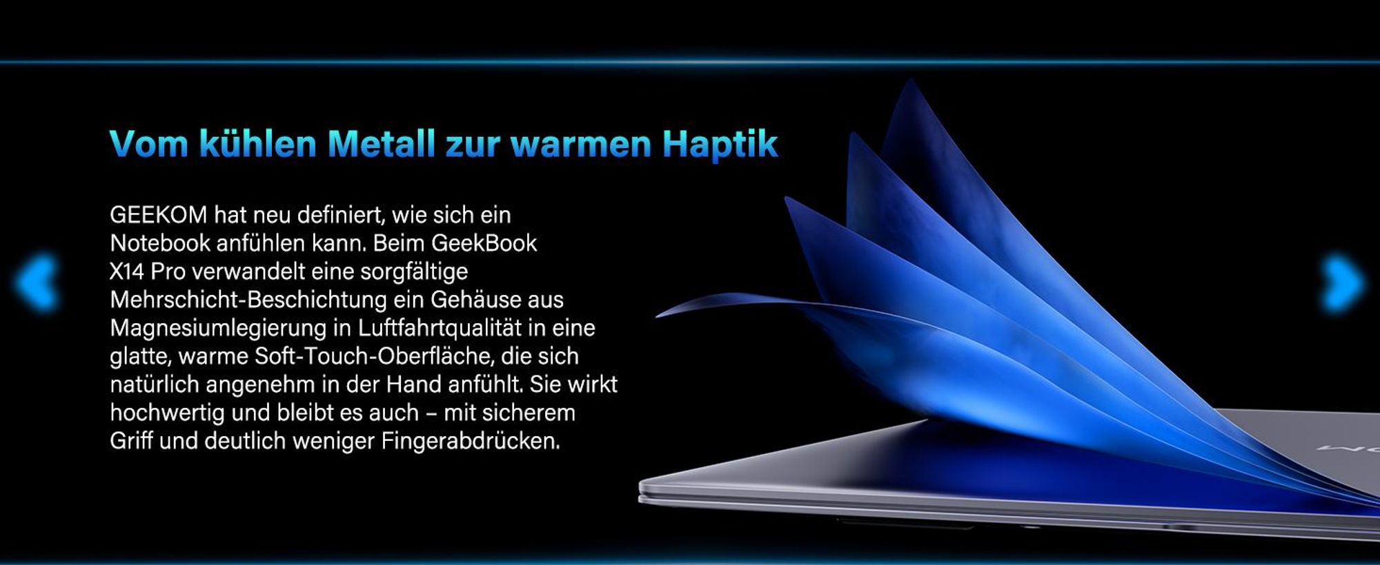GEEKOM GeekBook X14 Pro Laptop, 999 g Ultraleicht, 14" 2.8K OLED, Ultra 9-185H, 32GB LPDDR5x RAM 7500MT/s, 1TB SSD, 2X USB4, Fingerprint & Webcam