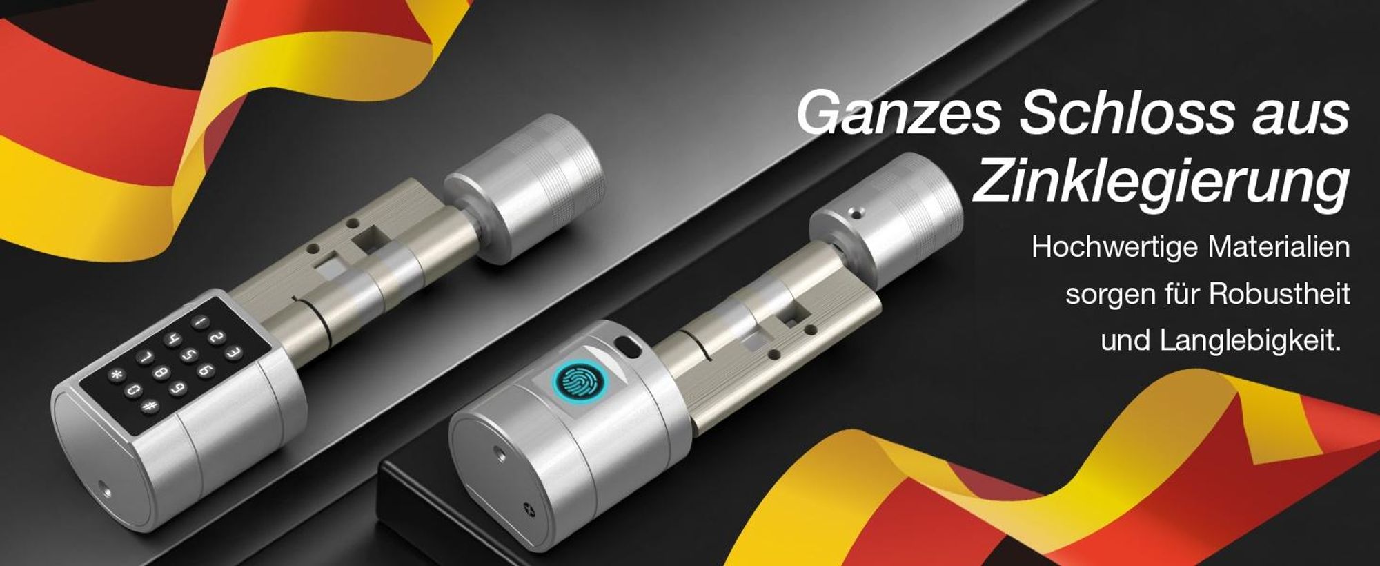 Fingerabdruck Smart Lock, Elektronisches Türschlos Haustürschloss, Zylinder 35-70mm, öffnen mit Tuya APP, Fingerabdruck, PIN-Code, RFID, Notschlüssel