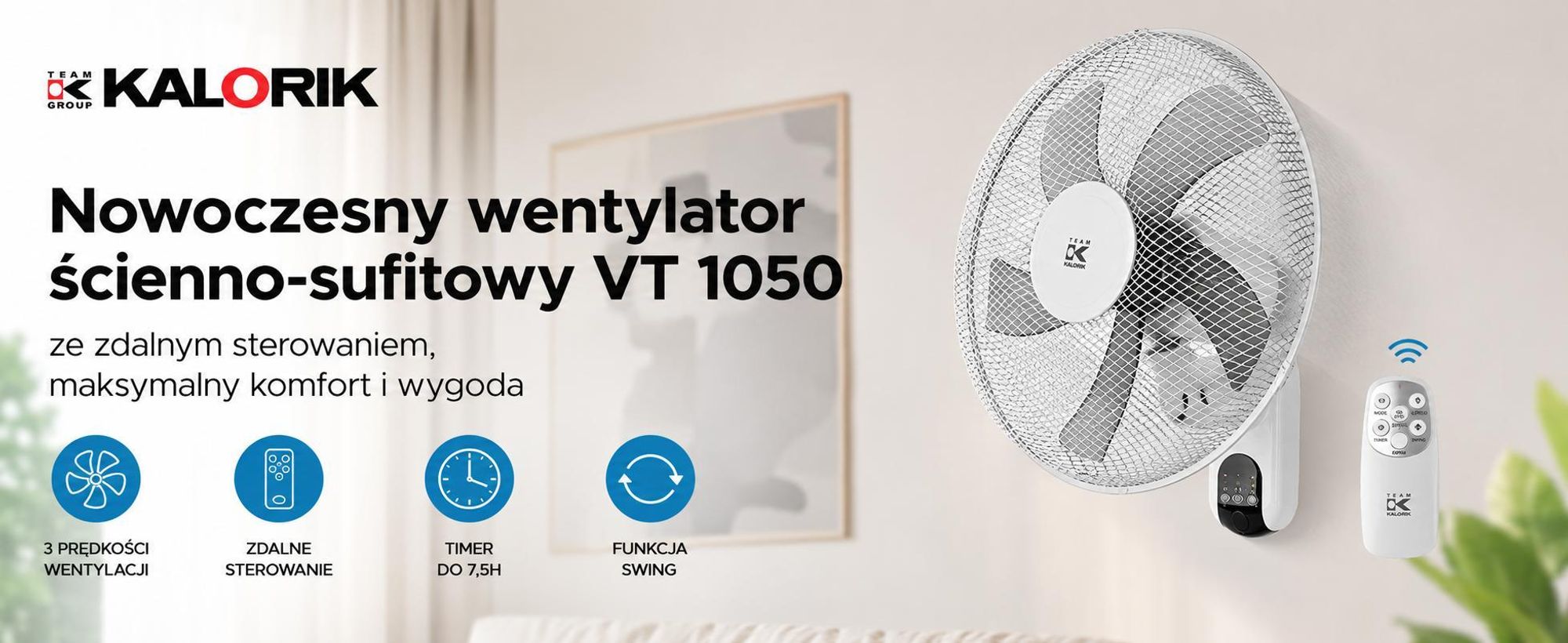 Wentylator Ścienny Z Zdalnym Sterowaniem Biały 45W Czasomierz Oscylacji
