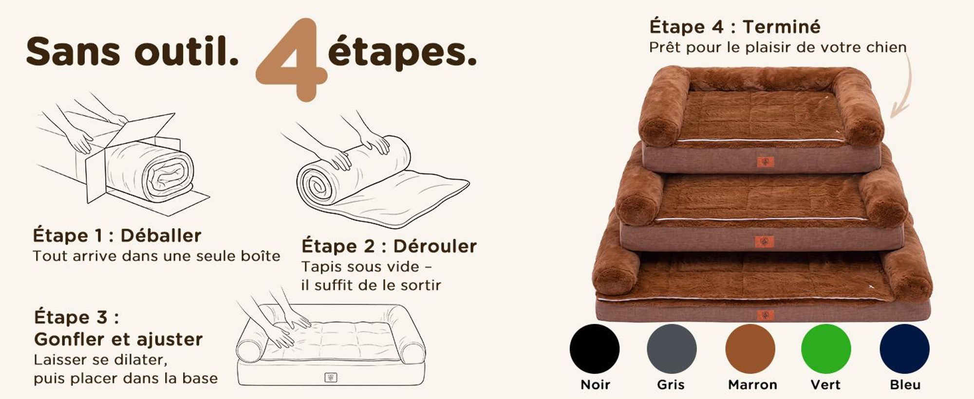 GTPLAYER – Lit pour chien, 75x50x15 cm, mousse à cellules ouvertes pour un confort optimal, imperméable et lavable, avec tapis de refroidissement/chauffage 2 en 1