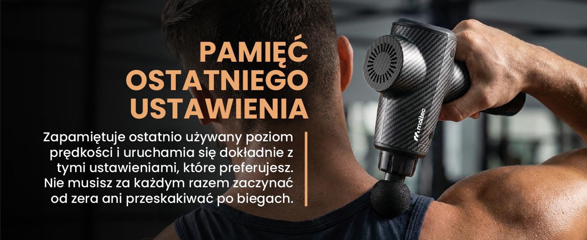 Pistolet do masażu z dużą baterią i 20 poziomami intensywności