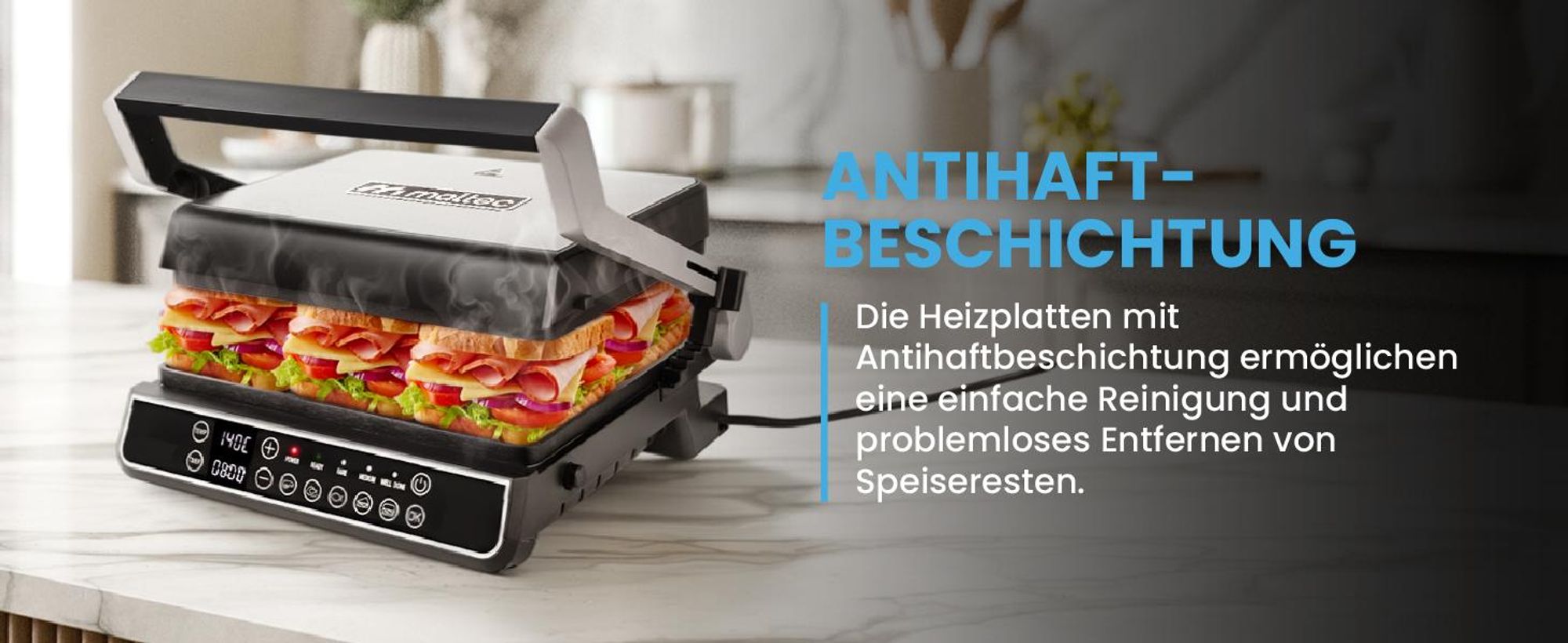 Kontaktgrill mit Auffangschale mit drei Frittierstufen