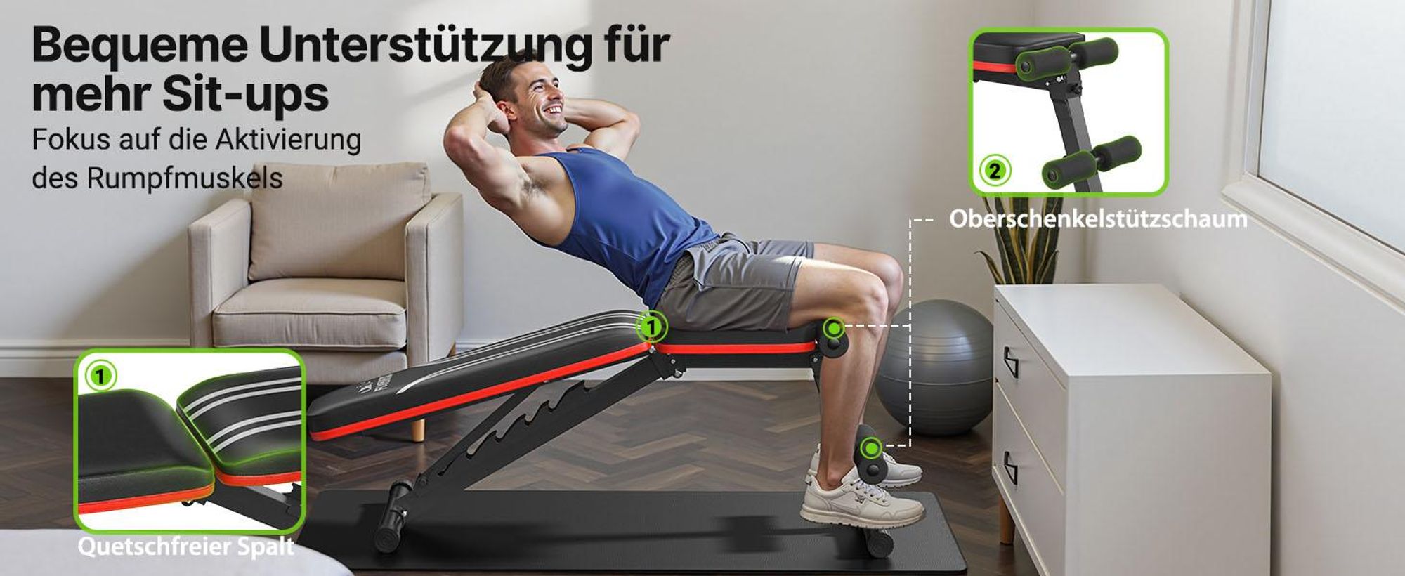FLYBIRD Multifunktionale Hantelbank, 317 kg maximale Belastbarkeit, inklusive Resistenzbändern, verstellbare Trainingsbank für Ganzkörpertraining zu