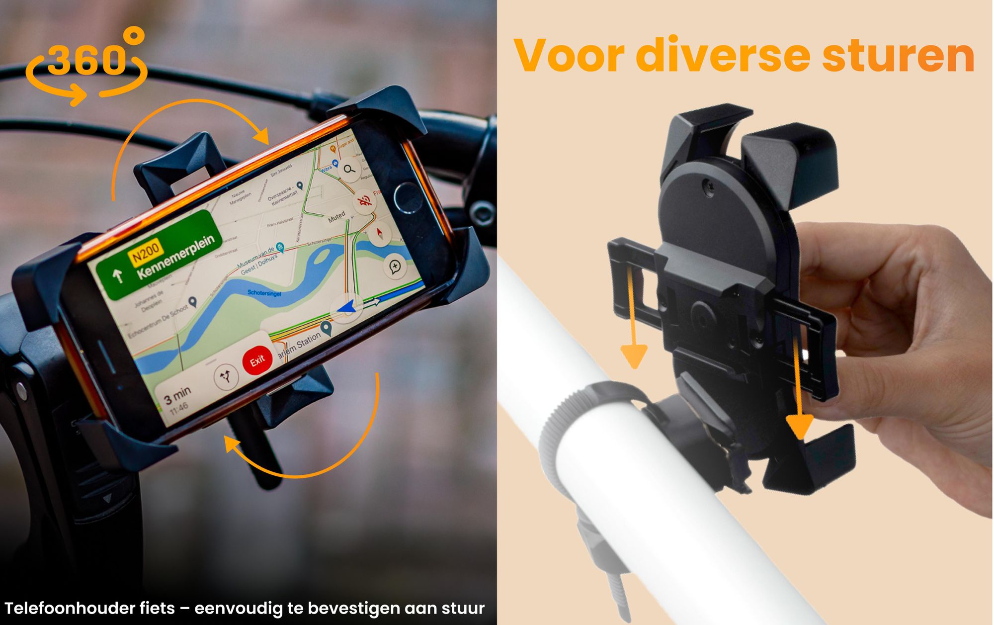 R2B Telefoonhouder Fiets voor Scooter en Motor - 4 tot 7 inch