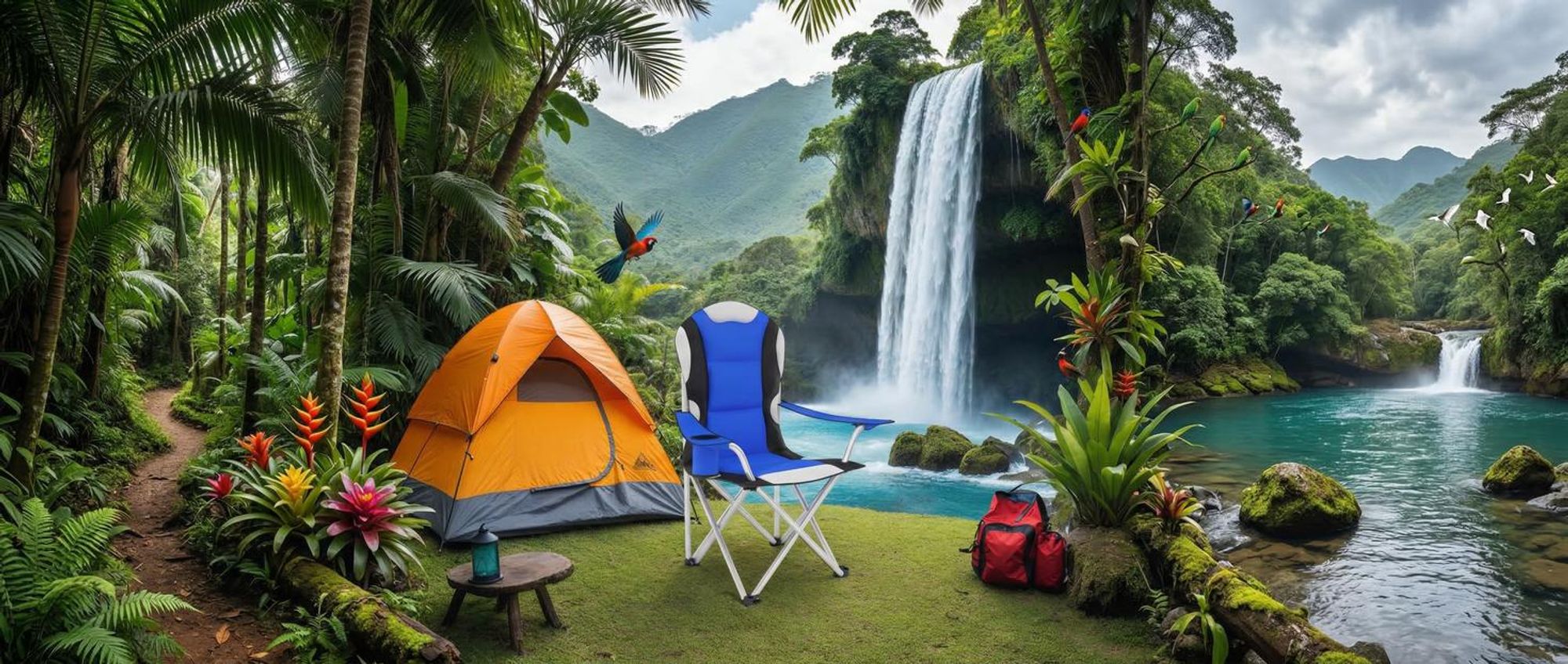 tectake® Campingstuhl 60 x 88 x 110 cm