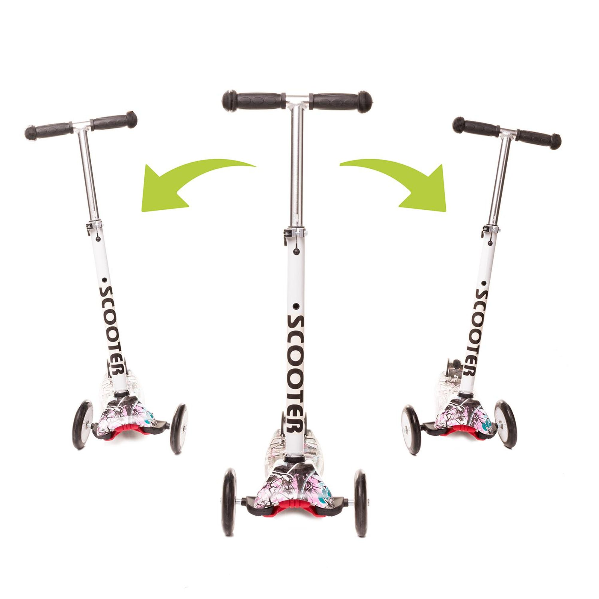 4Baby | KinderRoller - Kinderscooter - Dreiradscooter - mit LED Räder, höhenverstellbar, klappbar, bis 50kg belastbar, ABEC-7 Lagern, ab 2 Jahre