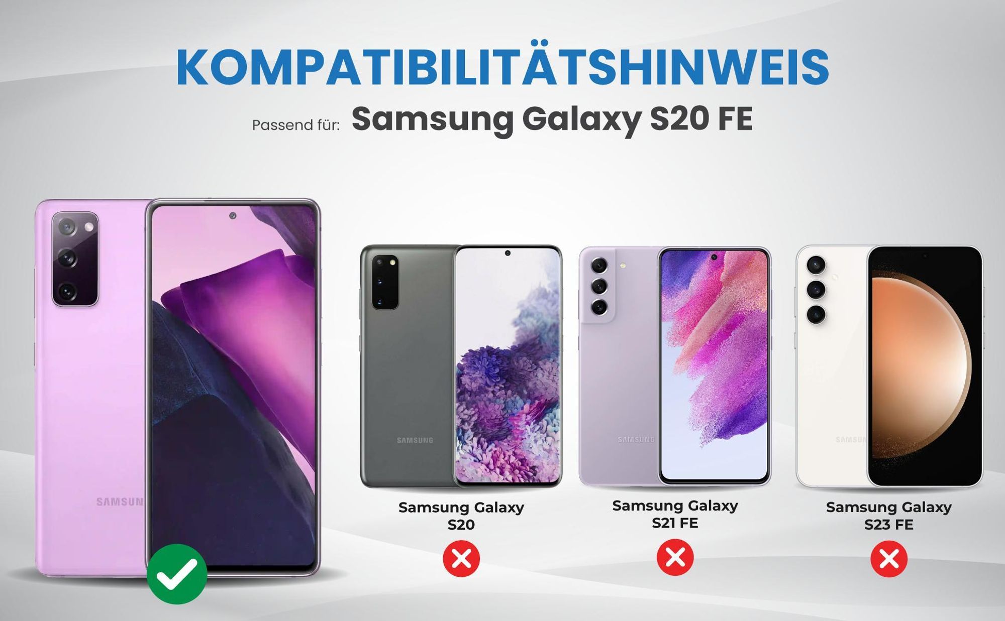 Kompatibilitätshinweise Hülle für Samsung Galaxy S20 FE