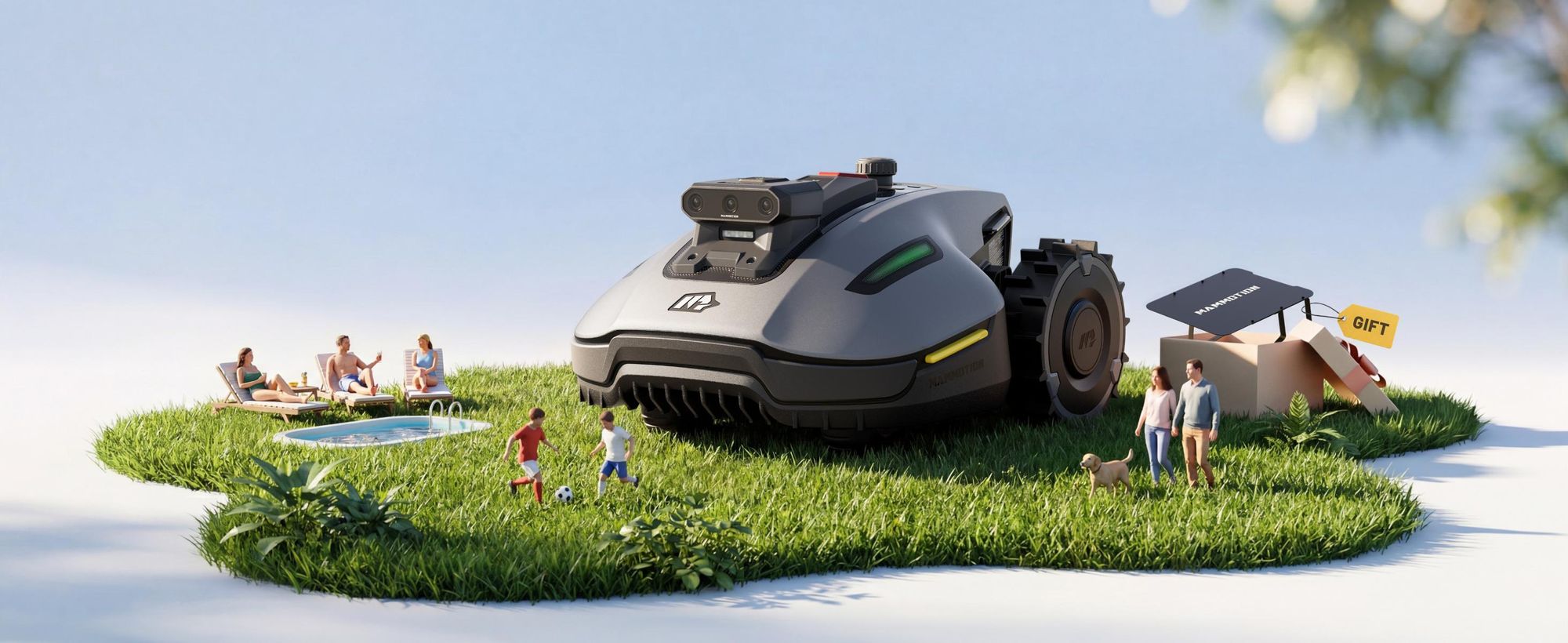 Mähroboter Mammotion YUKA Mini 2 800 mit Garage, Waschständer, bis 800 m², DropMow, Auto-Kartierung, Kantenschneiden, 4G-Modul, APP