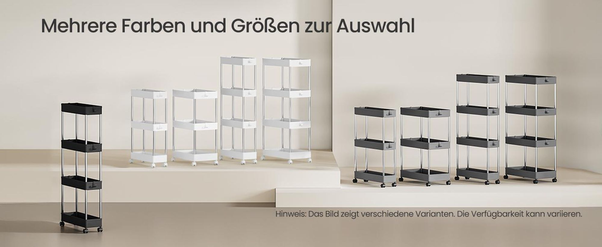 SONGMICS Rollwagen, Küchenwagen mit 4 Ebenen, Küchenregal, wolkenweiß