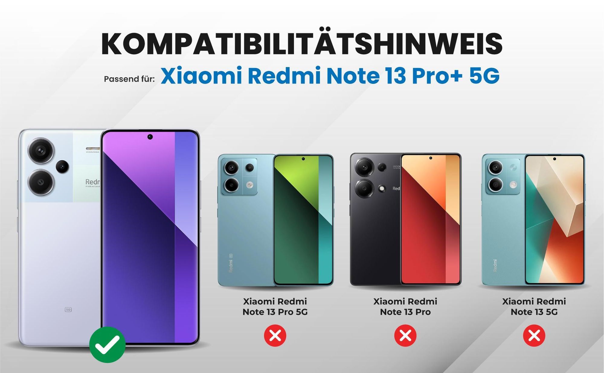 Kompatibilitätshinweise Hülle für Xiaomi Redmi Note 13 Pro+ 5G