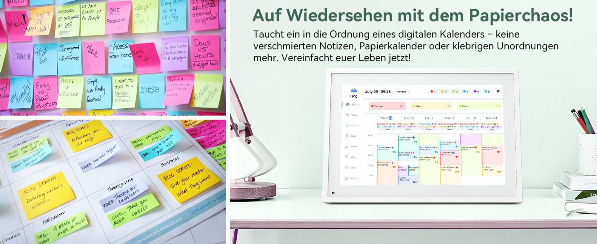 TABWEE P10 10,1 Zoll Digitaler Kalender und Desktop Bilderrahmen mit Touchscreen, WLAN, 1280x800, 16:10, Multi-Device-Sync und Sharing, Fotorahmen