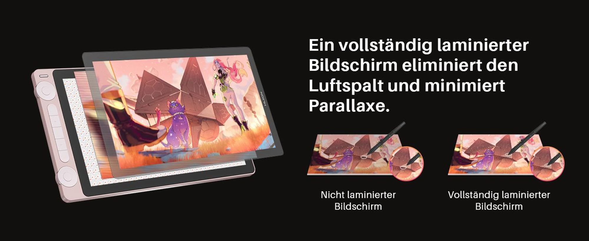 HUION Kamvas 13 Gen 3 Grafiktablett mit Display, 13,3-Zoll-Zeichenmonitor aus Canvas-Glas, 99% sRGB-Abdeckung, neues PenTech 4.0, 16384 Stiftdruck