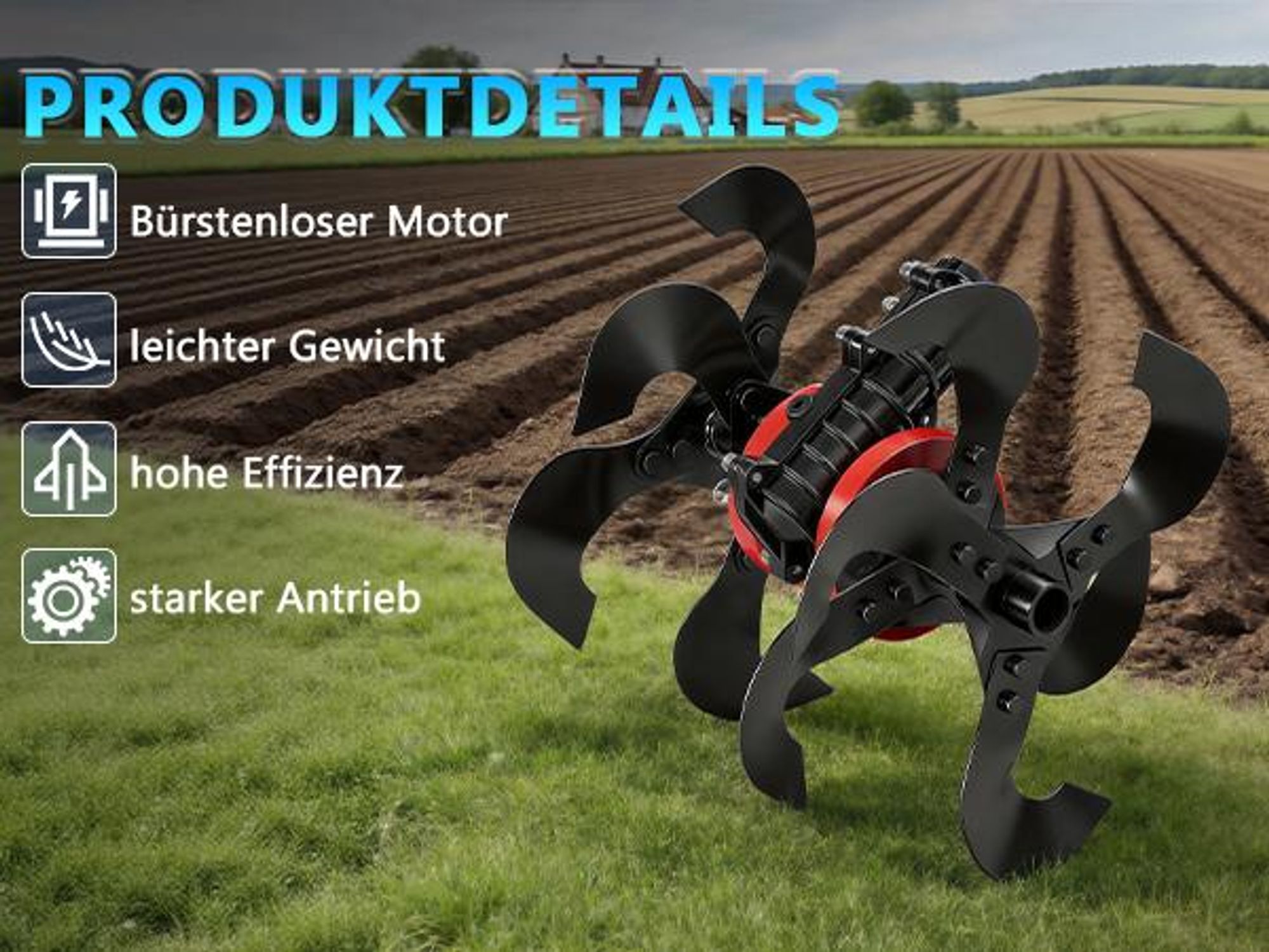 23x25cm Fräskopf für Freischneider, 26-mm-9-Keilnuten, Manganklingen, Unkrautrad Bodenlockerungsrad für Bodenfräse Motorhacke in Garten Ackerland