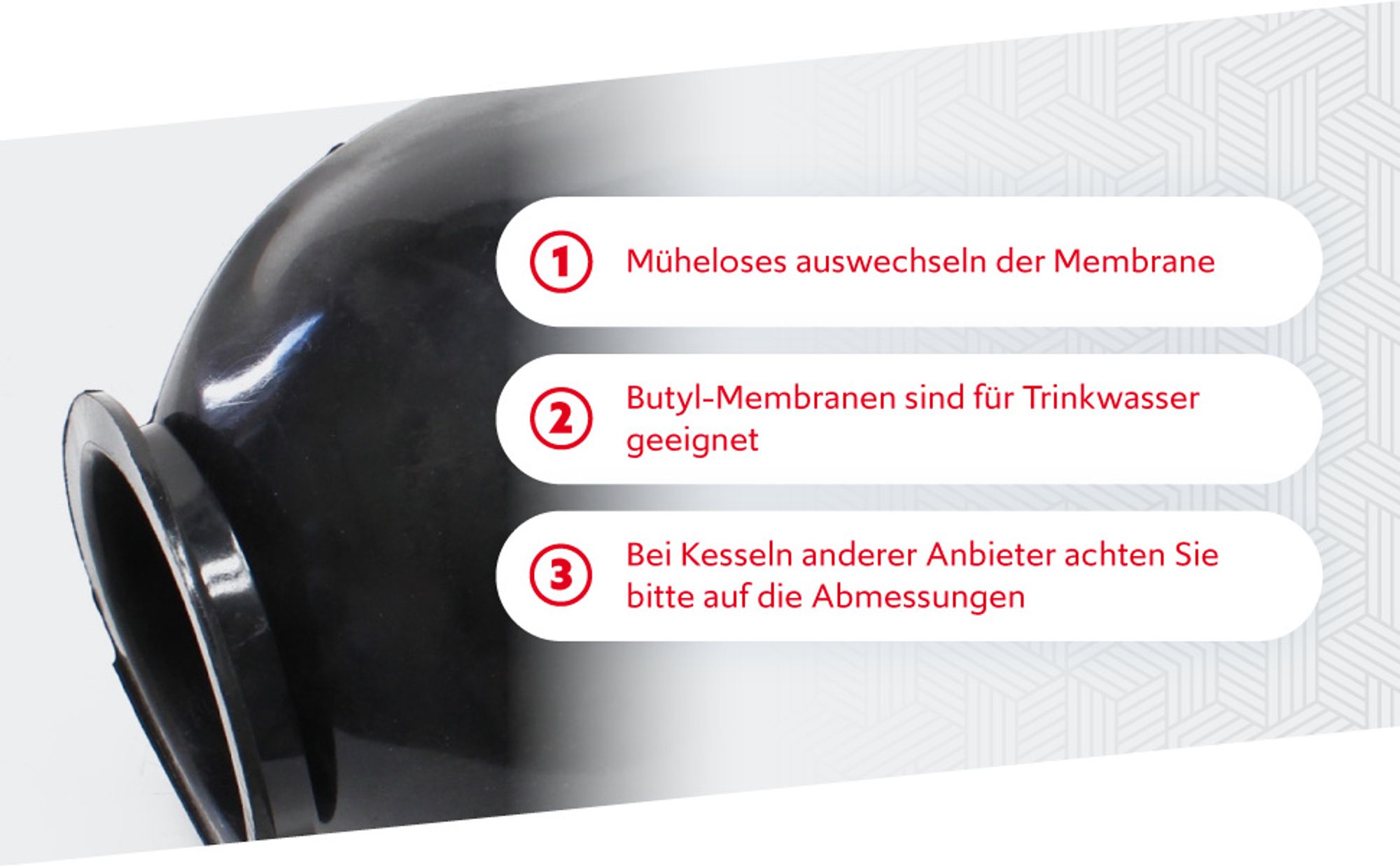 Wiltec Ersatzteil für Membrankessel 20-24 l Membran aus Butylkautschuk, Druckausgleichsgefäß für Hauswasserwerk mit Druckkessel