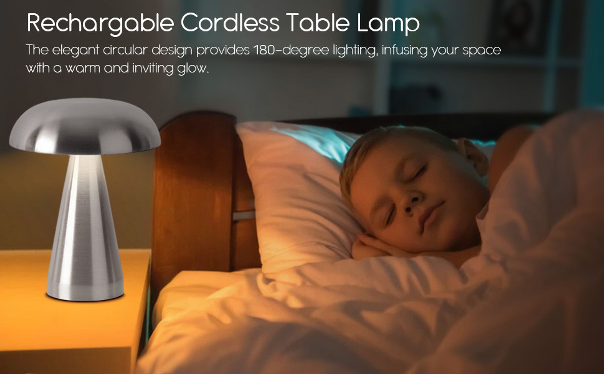 LED Akku Pilz-Tischleuchte Silber Metall Dimmbar Kabellos USB Warmweiß Lampe Touch Tischlampe Nachttischlampe, Touch Steuerung Augenschutz Leselampe