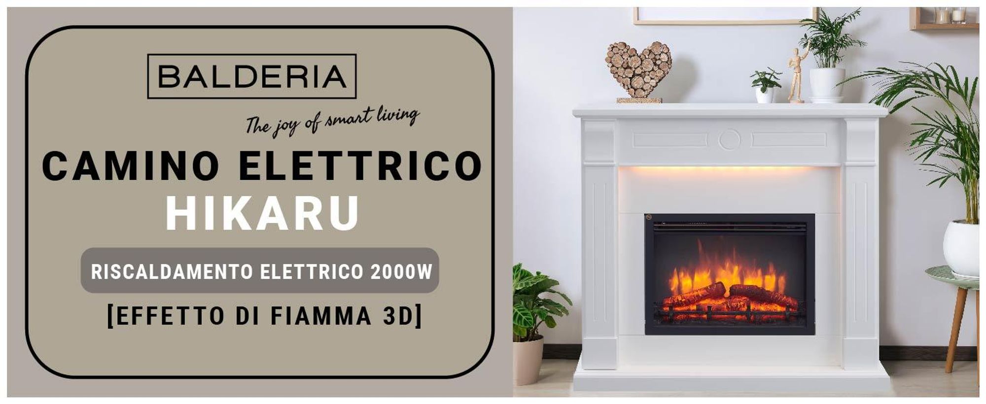 Camino elettrico BALDERIA Hikaru - Camino da appoggio - Bianco