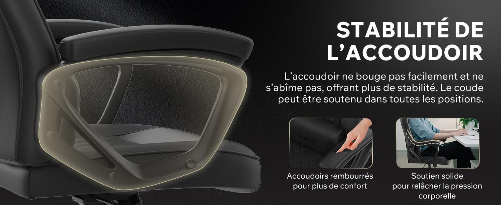Chaise gaming SENSE7 Knight en similicuir noir-gris - Chaise de bureau ergonomique Chaise de bureau PC Chaise gaming Fonction bascule Gamer 120 kg