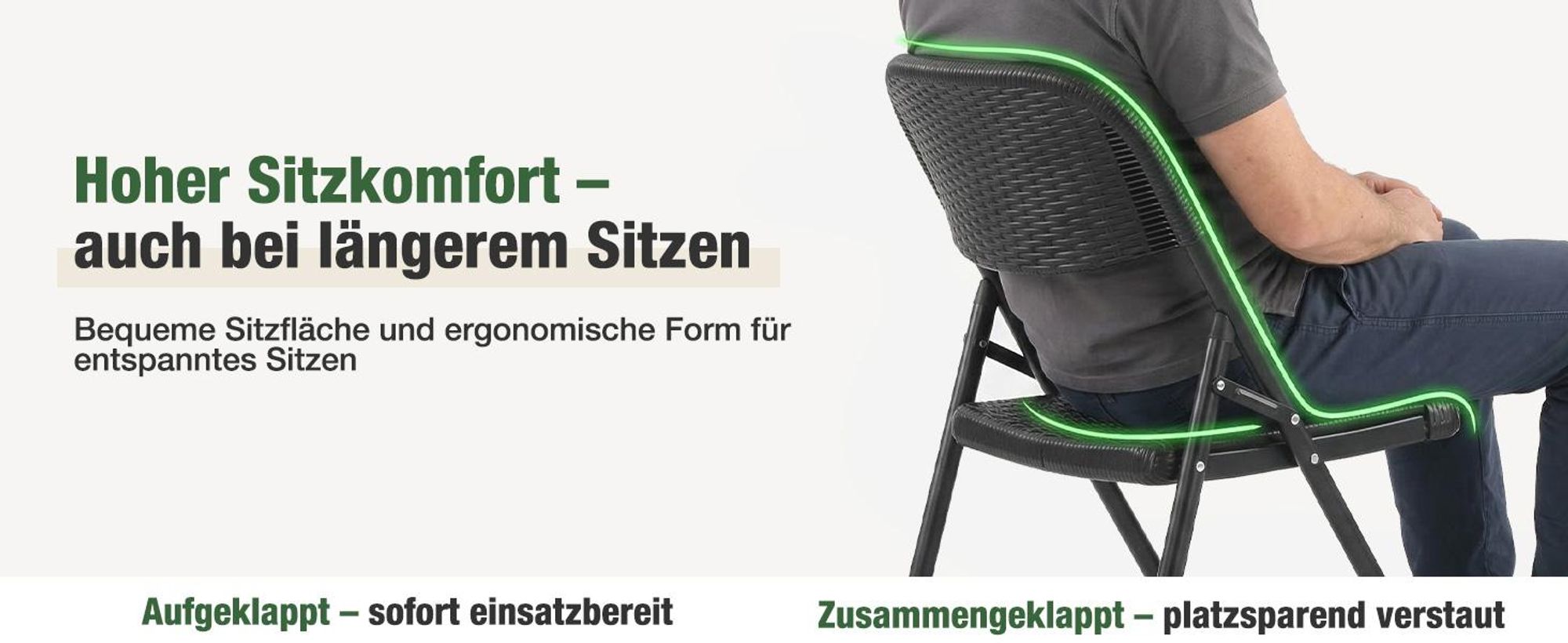 Klappstuhl Set bis 150kg belastbar faltbar stabil Terrasse Gartenstuhl 2er Set