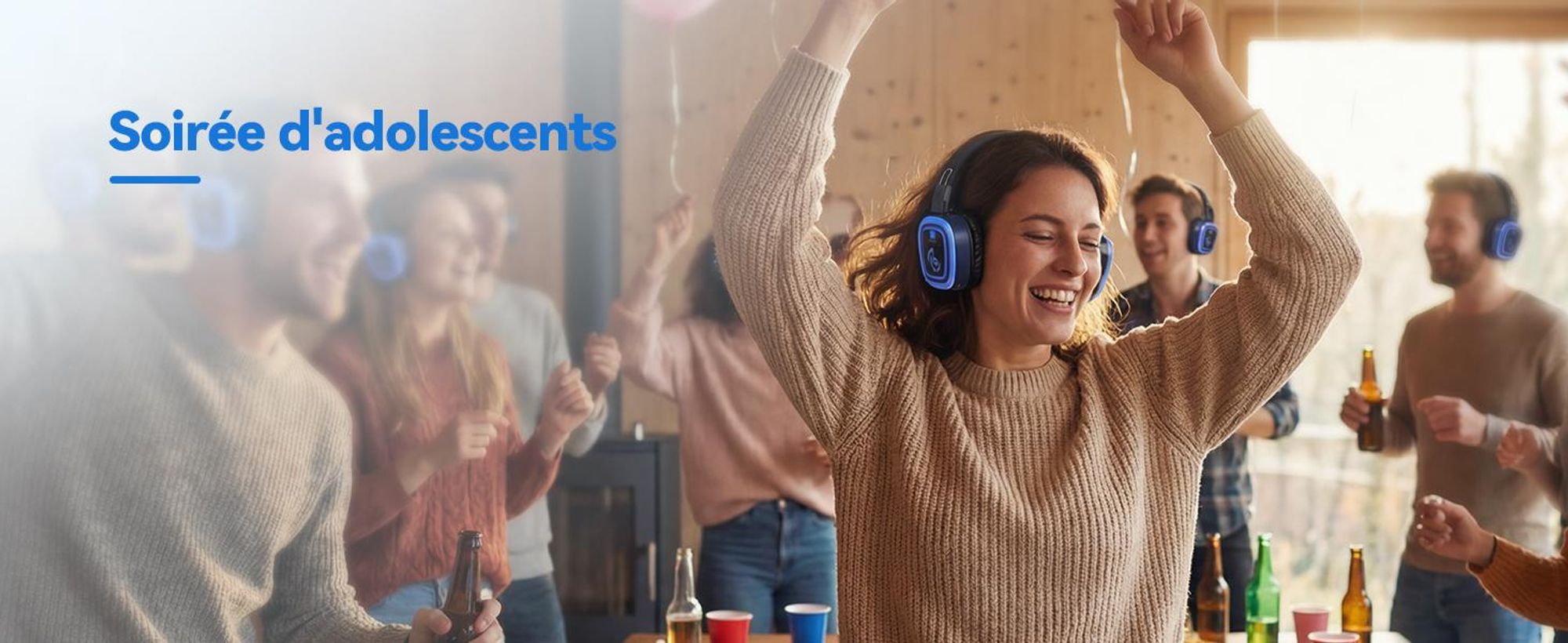 Casque sans fil Retekess TA004S Silent Disco, système audio version améliorée, 6 canaux avec Bluetooth, pliable, pour la télévision, le yoga et la méditation