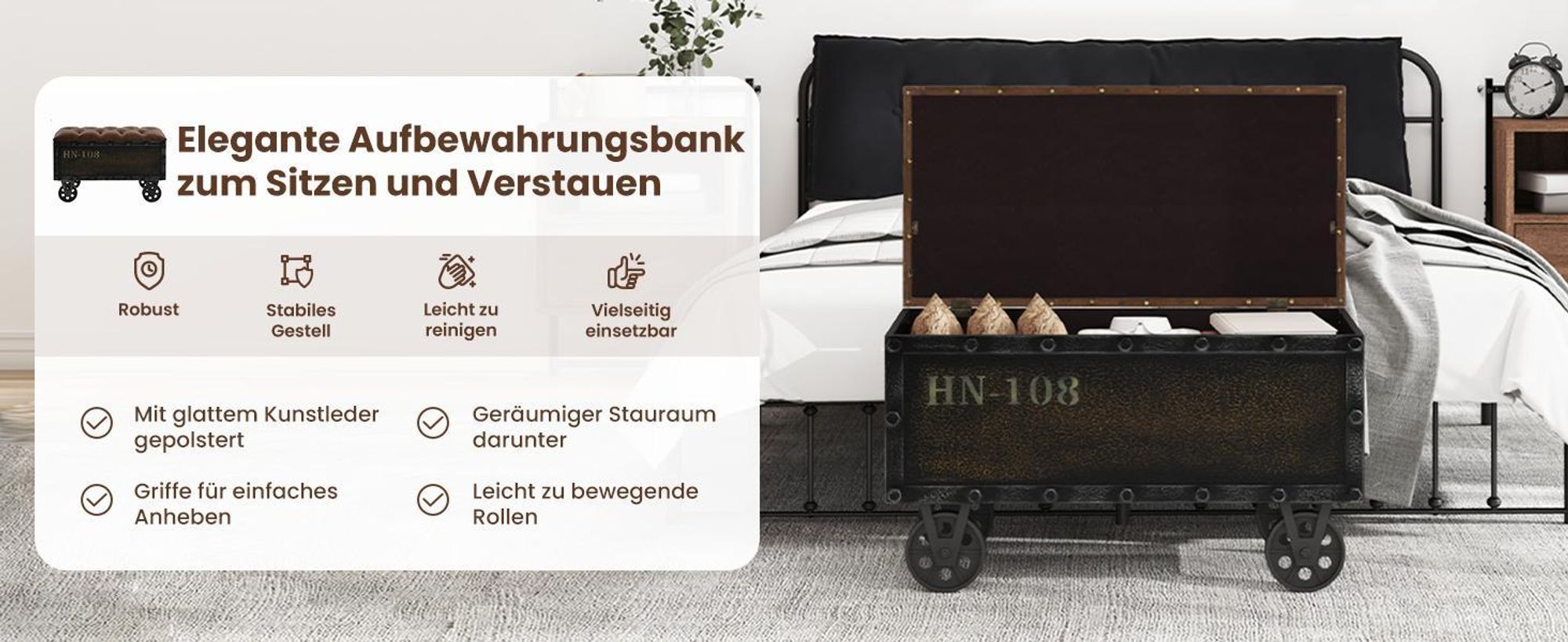vidaXL Aufbewahrungsbank Massivholz Kunstleder 80,5x41x50 cm
