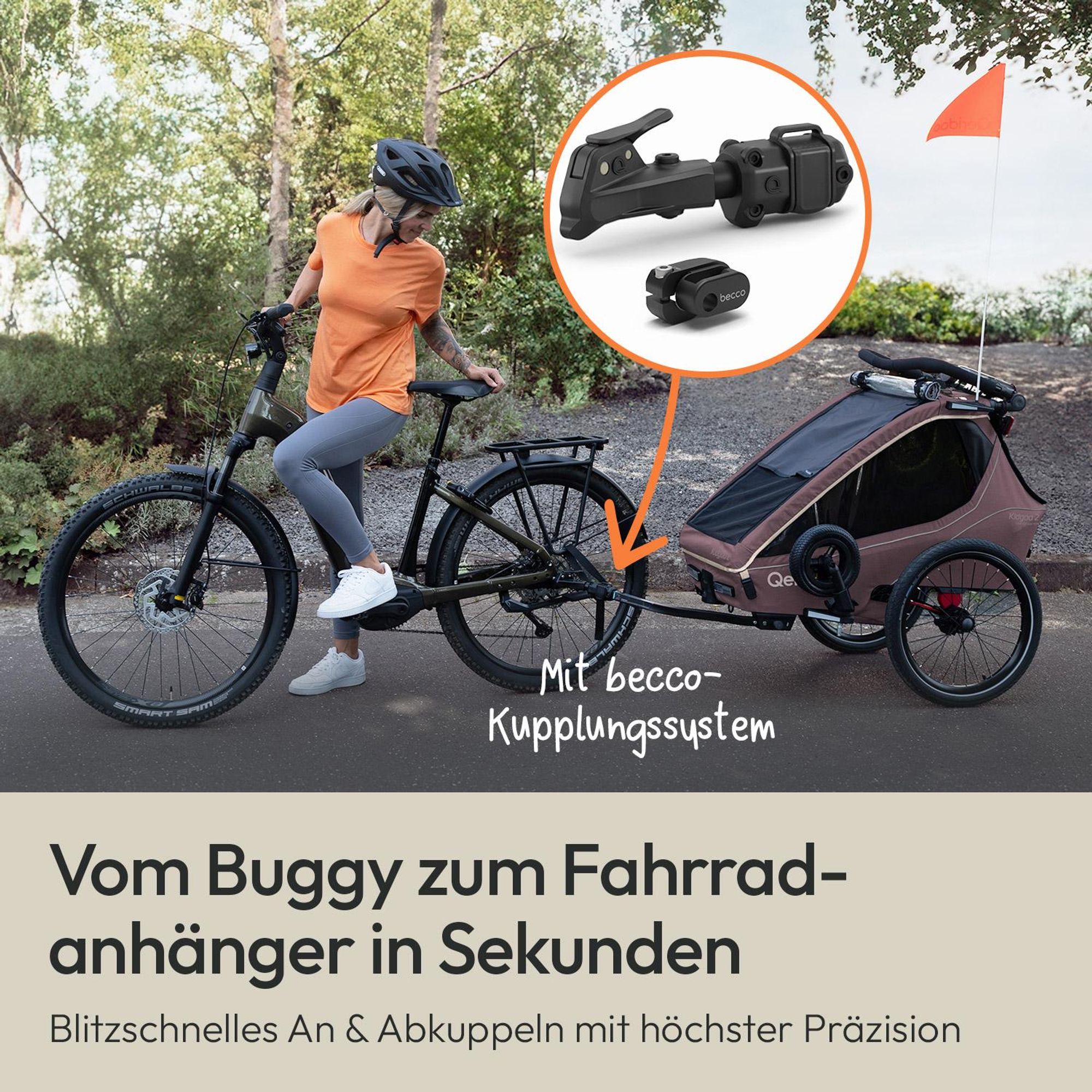 Qeridoo Kidgoo 2- Kinderfahrradanhänger für 2 Kinder, Farbe: Wildberry Violet