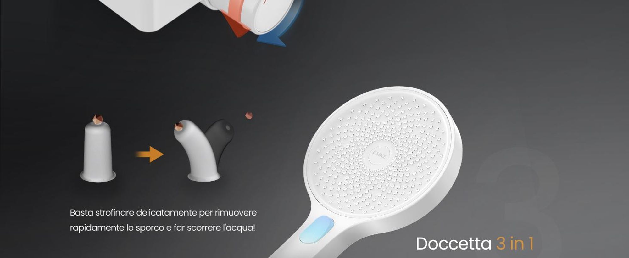 Sistema doccia EMKE con termostato 38℃ - set di rubinetteria per doccia in acciaio inox, doccetta a 3 getti, pannello doccia, doccia a pioggia, rubinetteria per vasca e doccia, bianco F22