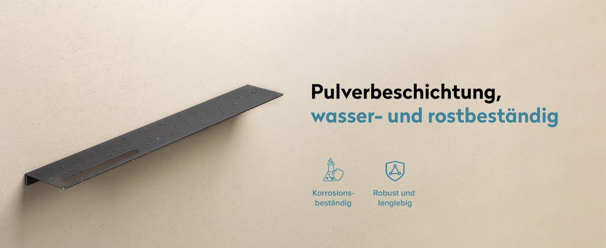 doporro Duschablage ohne Bohren aus Aluminium 60 cm, selbstklebendes Duschregal mit Handtuchhalter, 2-in-1 Badezimmer Organizer Matt schwarz Reglo-06