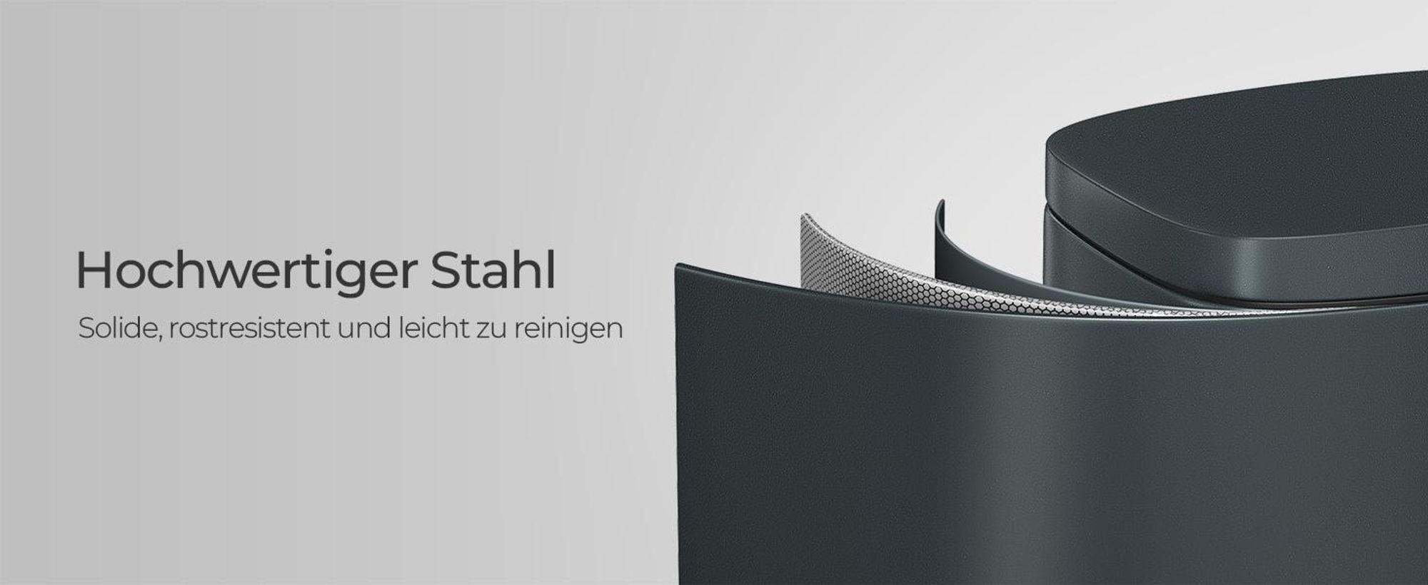 SONGMICS 30L Abfalleimer Mülleimer Treteimer aus Stahl Recycling Abfallbehälter Küche Papierkorb 63cm Rauchgrau LTB03GS