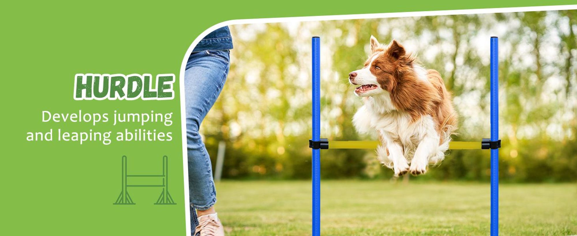 PawHut Agility Set Dogs 5-częściowy sprzęt do agility do szkolenia psów Wtykowy zestaw płotków z tunelem dla psów 4 drążki do slalomu Regulowana wysokość płotków Skrzynka na przerwy Torba transportowa Zestaw agility do gier Trening