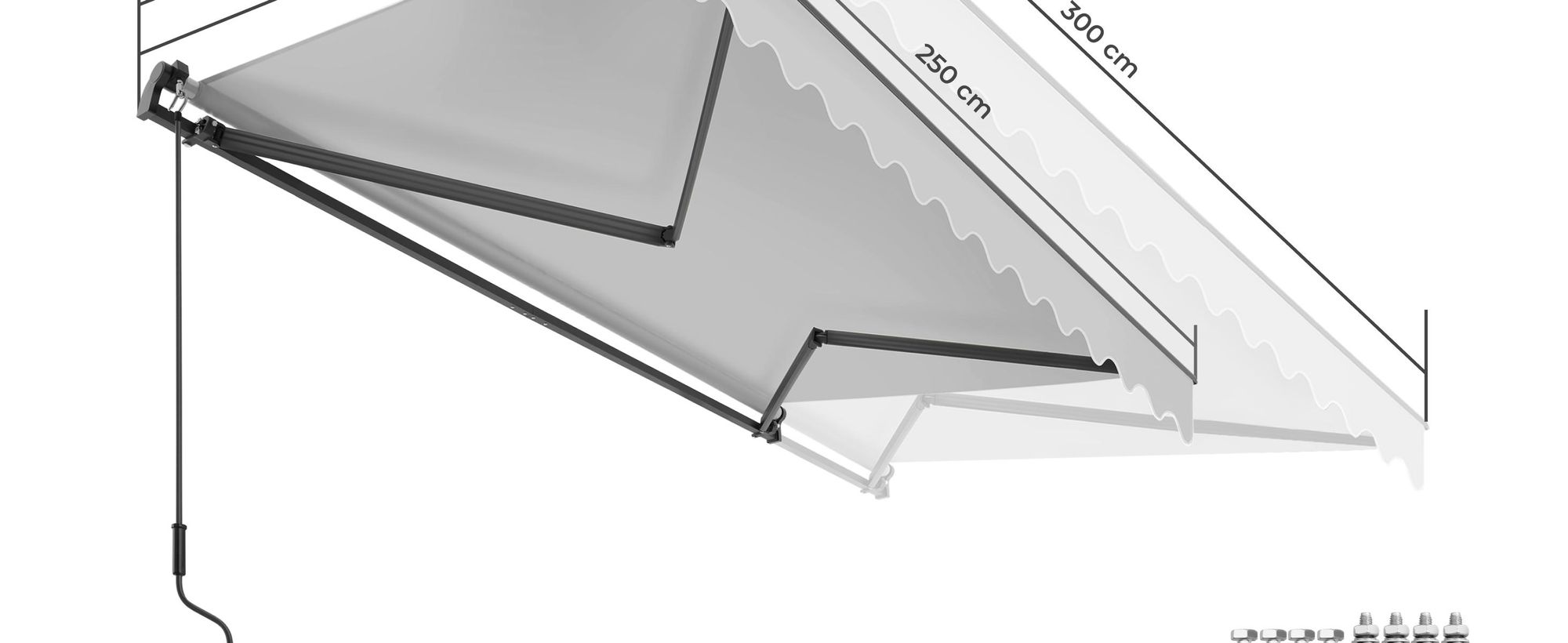 tectake® Gelenkarmmarkise Ornella verschiedene Größen inkl. Wandhalterung