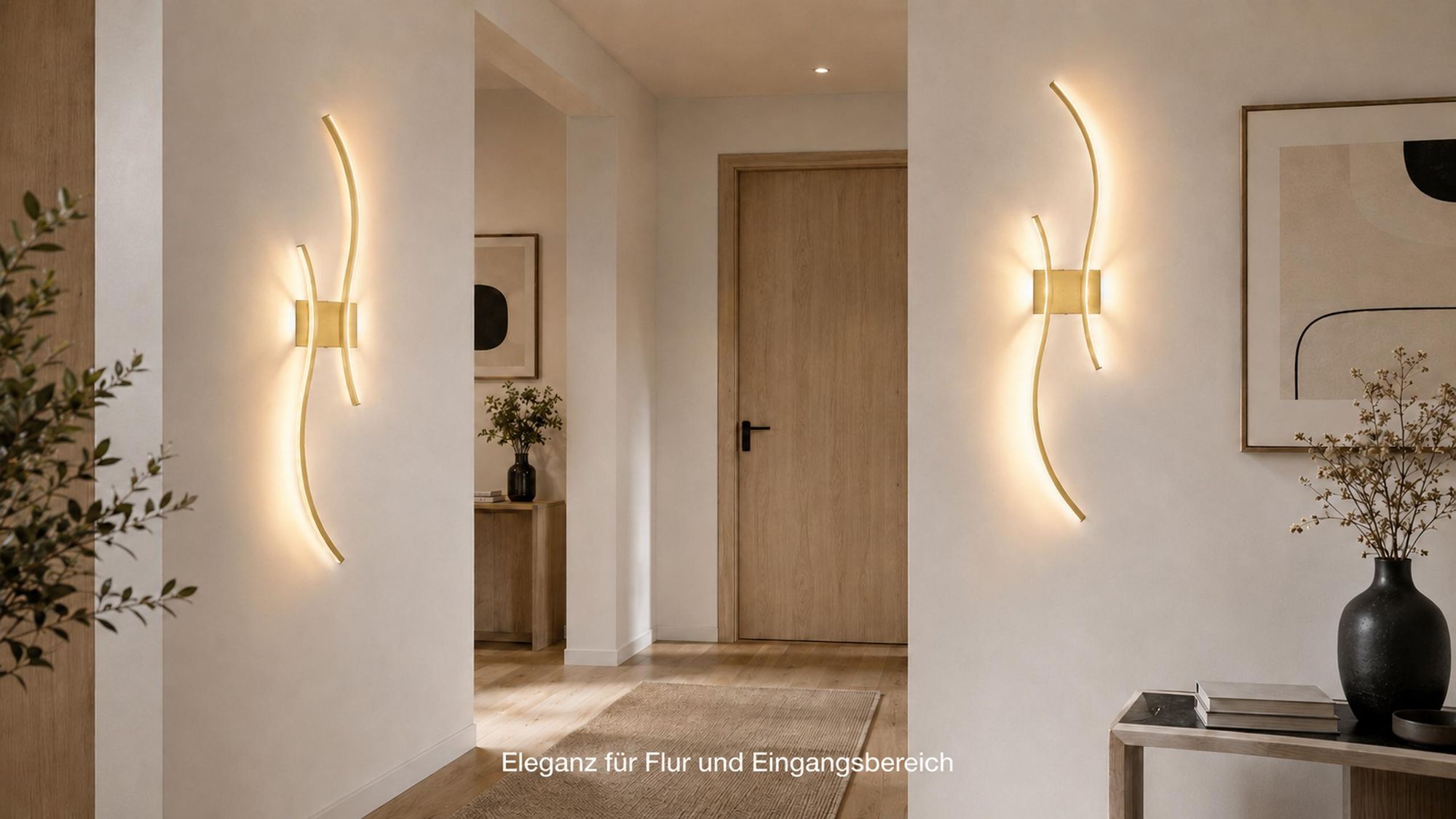 Akku Wandleuchte 100cm 2er Set - Kabellos Dimmbar 3000K-6000K USB-C Wiederaufladbar Wandlampe mit Fernbedienung Gold Wohnzimmer Flur Treppenhaus