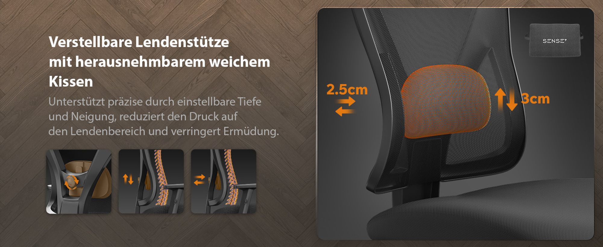 SENSE7 Tone Ergonomischer Bürostuhl Schreibtischstuhl Office Chair Drehstuhl Höhenverstellbar mit Kopfstütze & Armlehnen bis 130 kg Mesh Schwarz