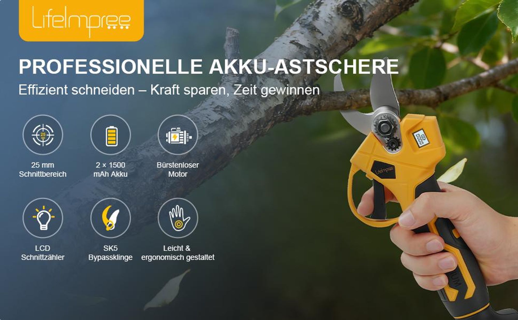 Tragbare Mini-Kettensäge Und Akku-Schnittschere Mit 2 Akkus Koffer