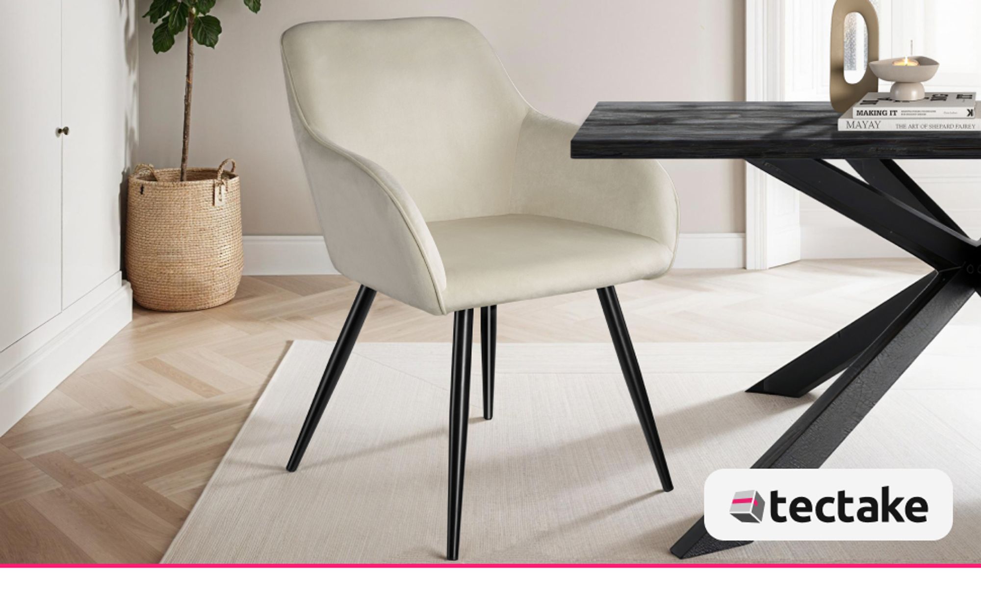 tectake® Esszimmerstuhl Marilyn gepolstert, in Samtoptik 58 x 62 x 82 cm