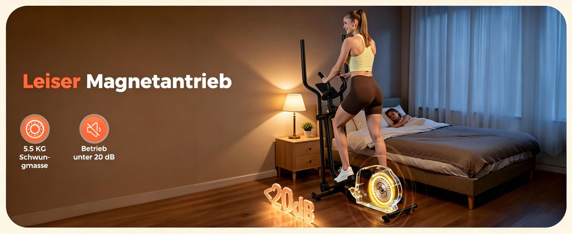 YOSUDA Klappbarer Crosstrainer für Zuhause, Crosstrainer mit 16 Widerstandsstufen, Ultraleiser für Cardio, LCD-Display & Transportrollen