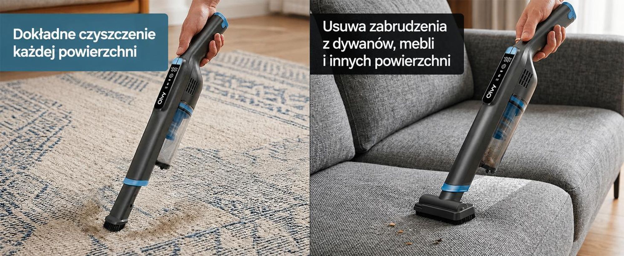 Odkurzacz ręczny Olvy z akumulatorem – wyświetlacz LCD – podwójny filtr i akumulator litowo-jonowy – w zestawie stacja ładująca – 22 000 PA – odkurzacz ręczny, odkurzacz samochodowy, mocny odkurzacz akumulatorowy, bezprzewodowy