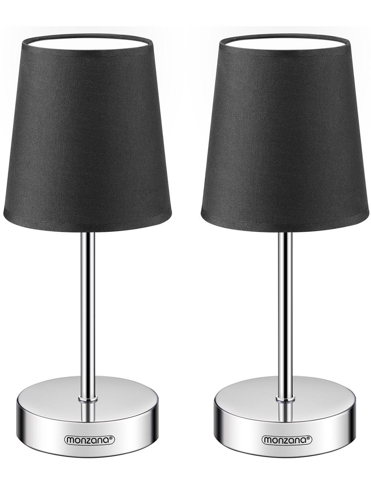 MONZANA Nachttischlampe 2er Set, Tischlampe mit Kabel, 32 cm, Anthrazit