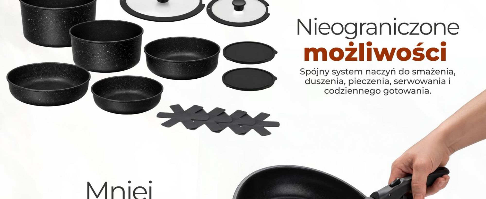 Naczynia kuchenne Glissimo – 15-częściowy zestaw ceramicznych patelni z wyjmowanym uchwytem – nieprzywierające – do wszystkich rodzajów kuchenek – bez i BPA – można je układać w stosy
