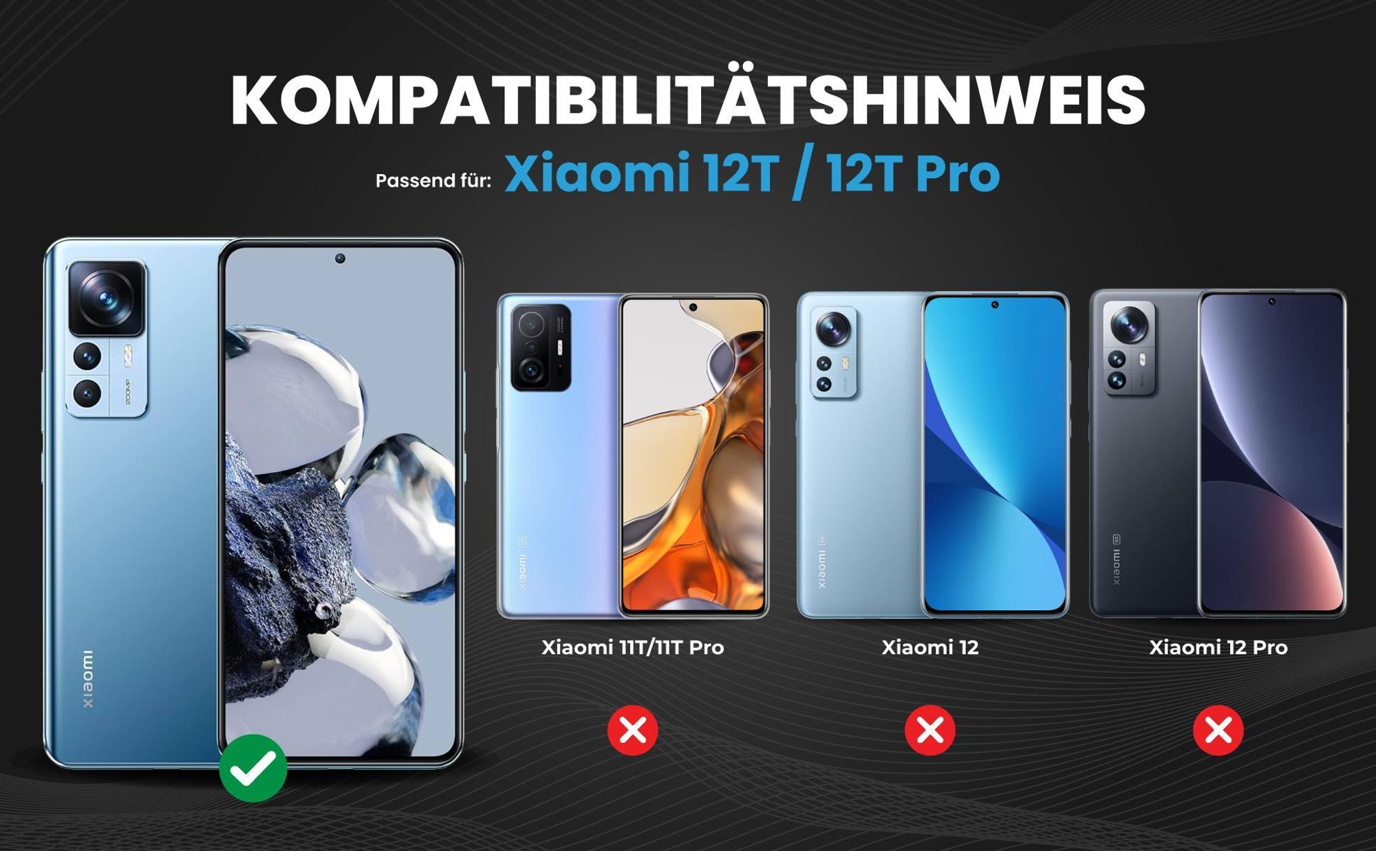 Kompatibilitätshinweise Hülle für Xiaomi 12T / 12T Pro