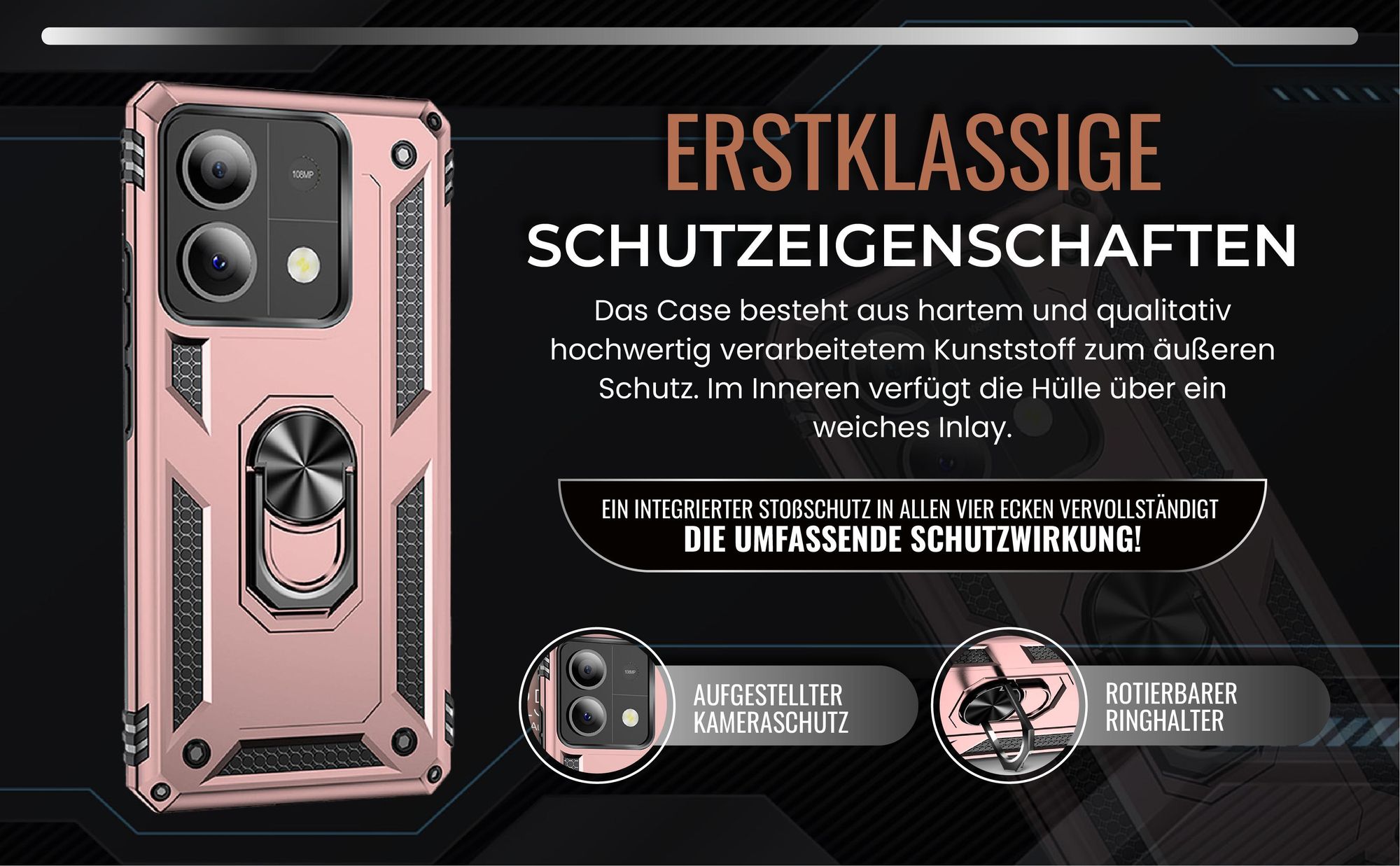 Handycase in Rosegold für Xiaomi Redmi Note 13 5G mit Kameraschutz
