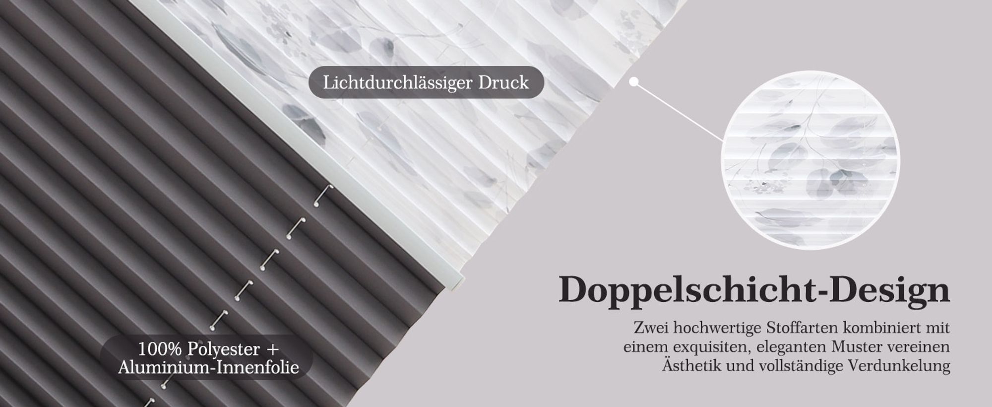 Plissee Ohne Bohren110x130cmPlisseerollo Klemmfix Doppelplissee Day+Night 100% Verdunkelung mit Lichtdurchlässig Ausbrenner-Muster Faltrollo Jalousie für Fenster