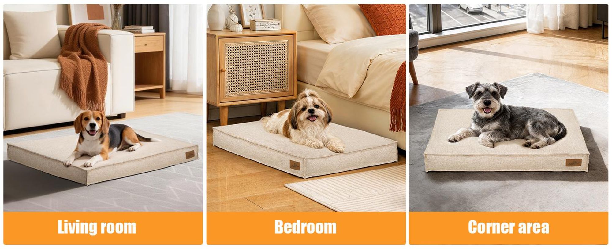 WISFOR Hundebett Hundesofa Hundecouch Hundekissen Rutschfest, waschbar Bezug abnehmbar M: 75 x 50,5 x 10cm, Khaki
