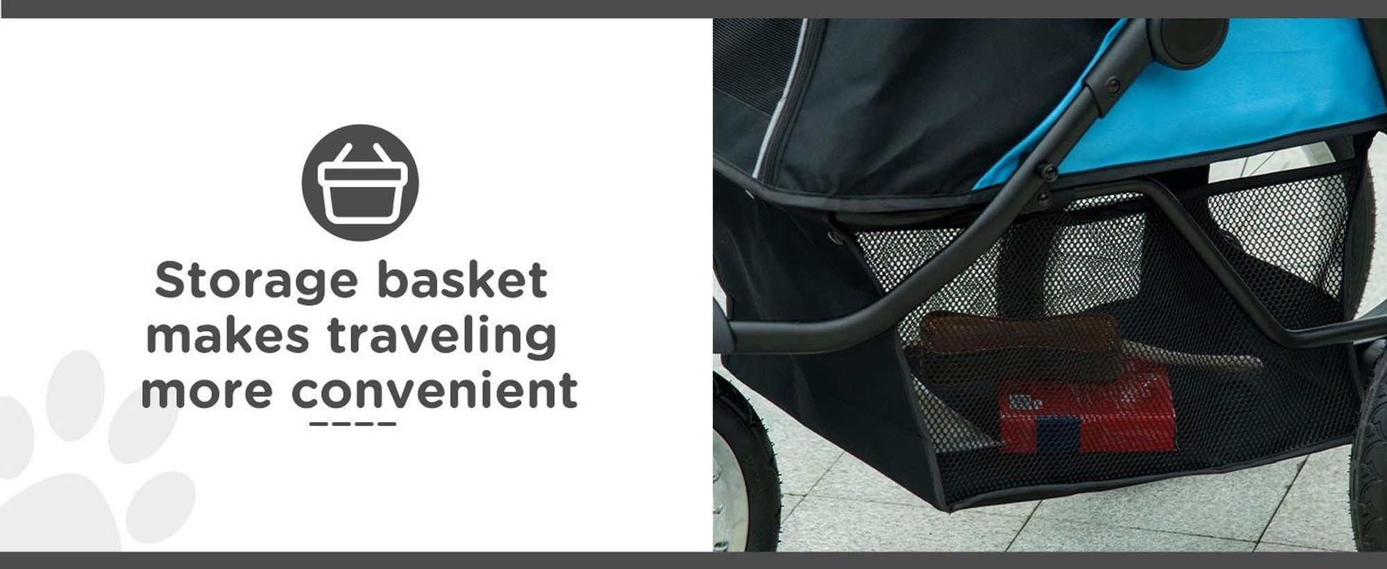 Wózek dla psa PawHut składany dla psów i kotów do 20 kg, wózek dla kota z gumowymi kołami terenowymi, oknami z siatki, drzwiami z koszem do przechowywania, niebieski