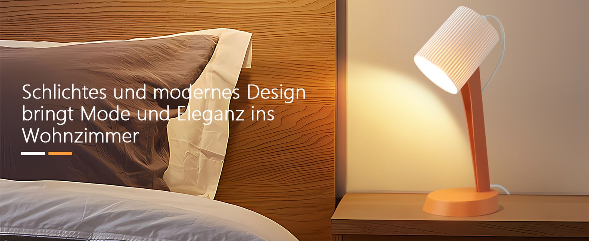 ZMH Tischleuchte orange E14 Nachttischlampe 2er Set Wohnzimmer Tischlampe mit Kabel Tischlampen Moderne Landhausstil für Esstisch Schlafzimmer
