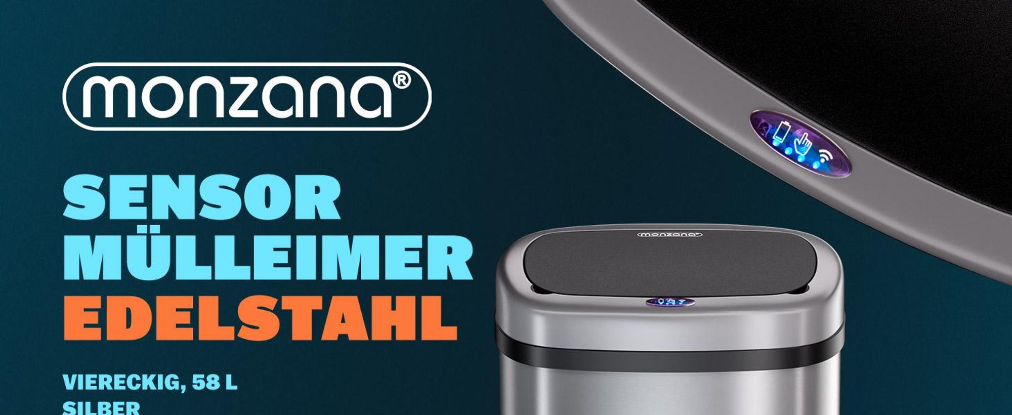 MONZANA Sensor Mülleimer Küche Silber