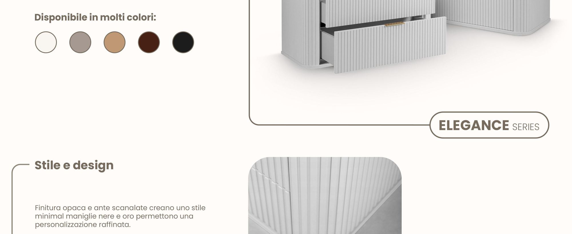 Mobile da bagno 100 CM Bianco opaco MDF 2 cassetti