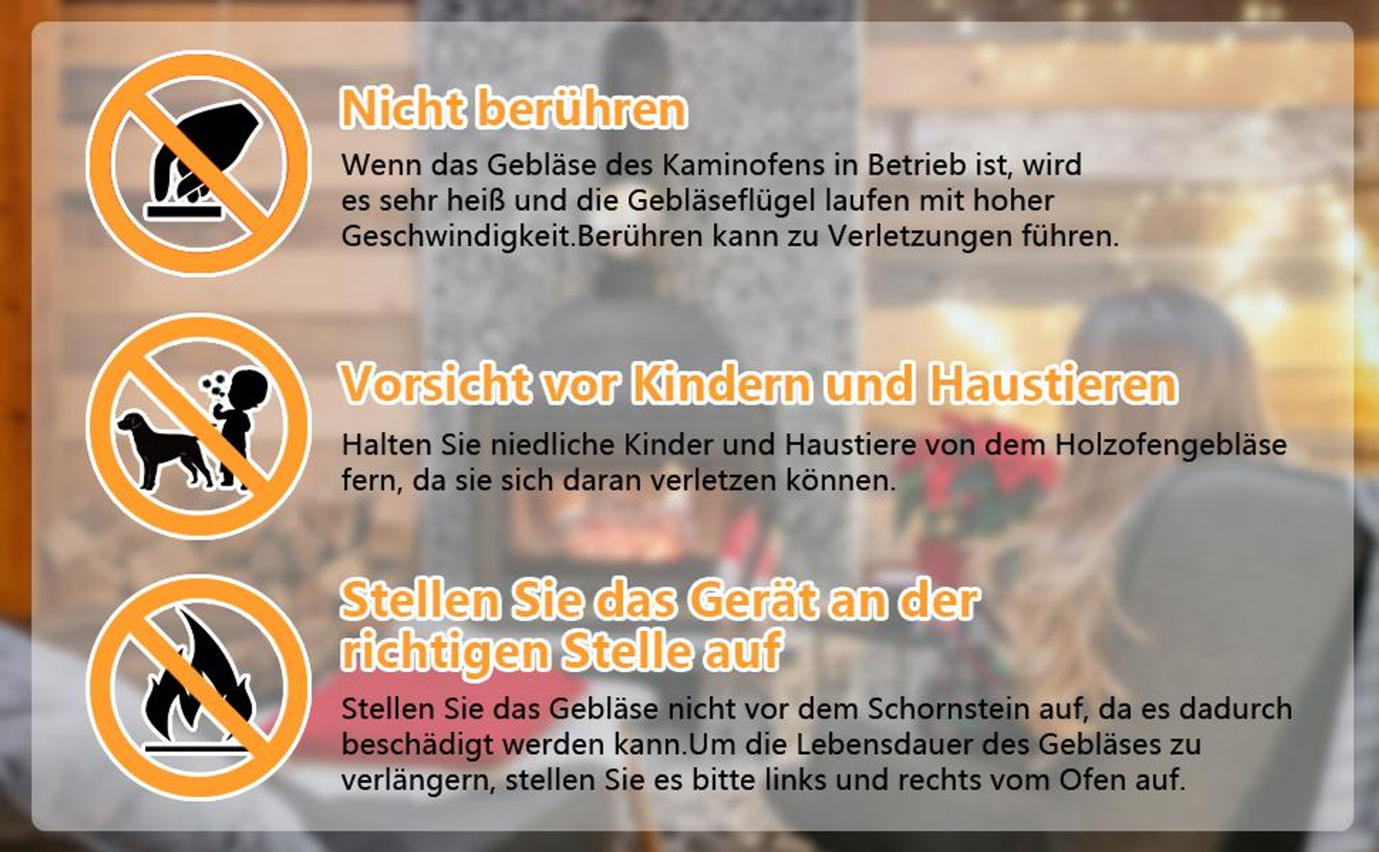 4-Blade Kaminventilator, Stromloser Ventilator für Kamin Holzöfen Öfen, Geräuscharmer Betrieb, Ventilator Ofenventilator Feuerstelle Kaminöfen